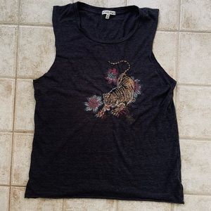 Embroidered tiger tank top